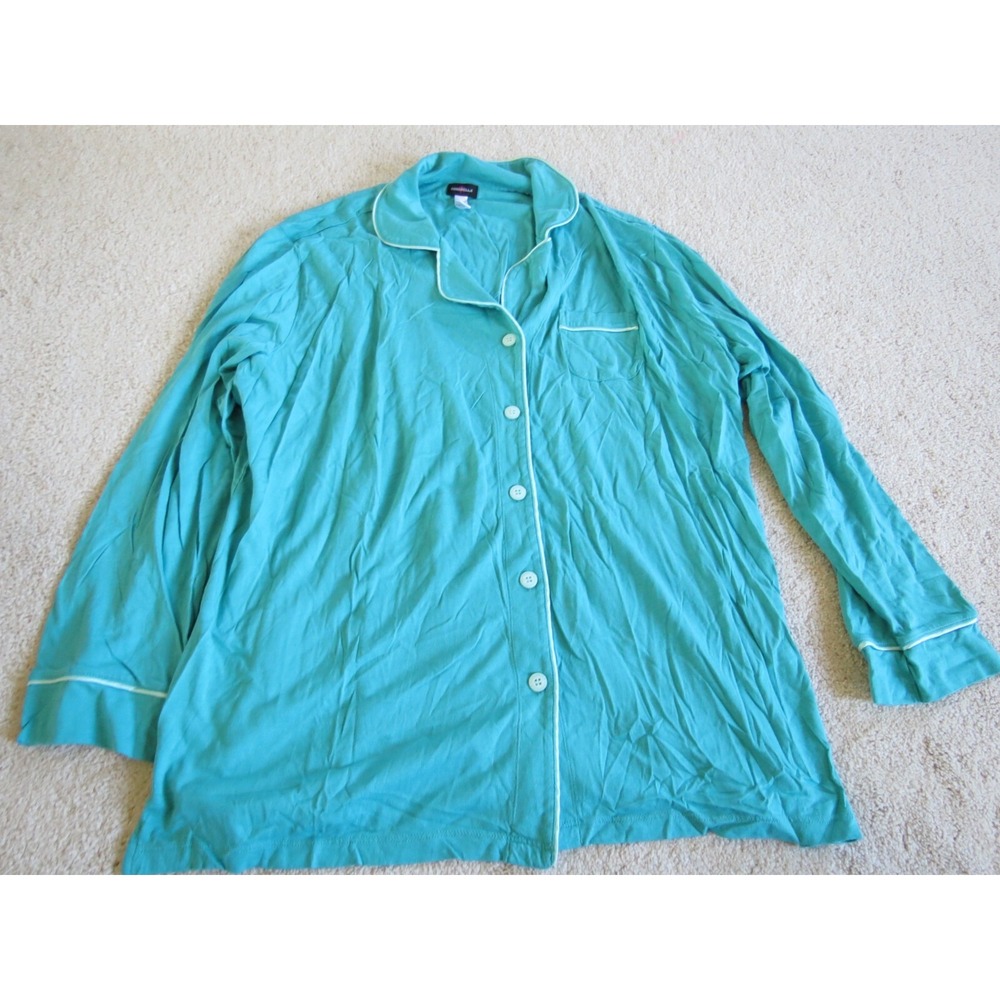 Cosabella Bella Banded Aqua Blue Button Sleep Robe Shirt Size 1X